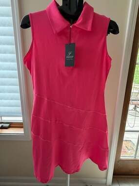 FKEEP Sleeveless Quarter-Zip Athletic Dress Hot Pink Size L